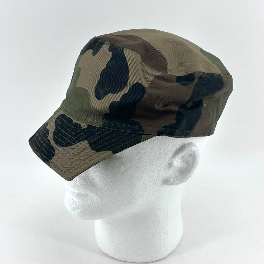 French Military Woodland Camo Patrol Cap Cadet Hat Size 61 Green Brown Camo